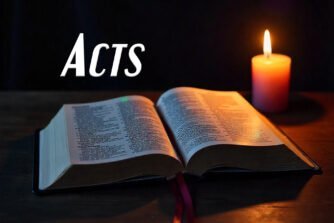 Open Bible with candle for King James Audio Reading of Acts.